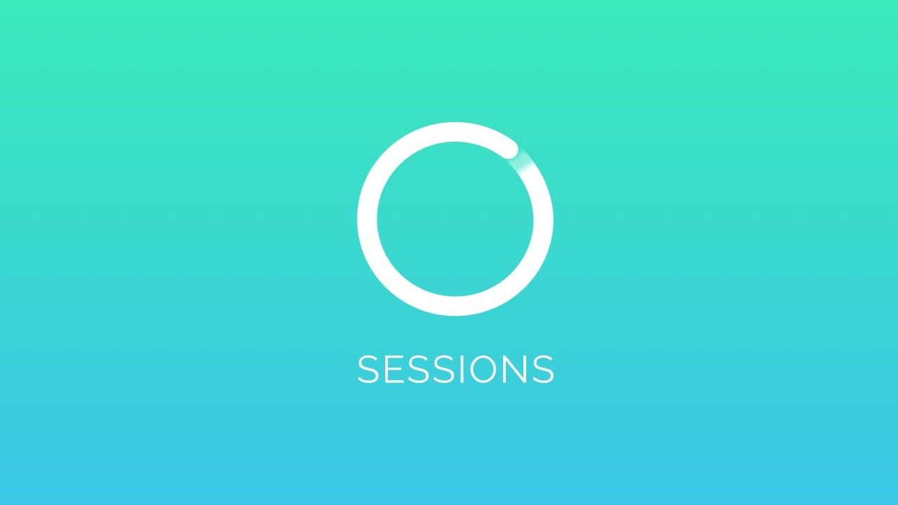 sessions Logo auf Farbverlauf Hintergrund